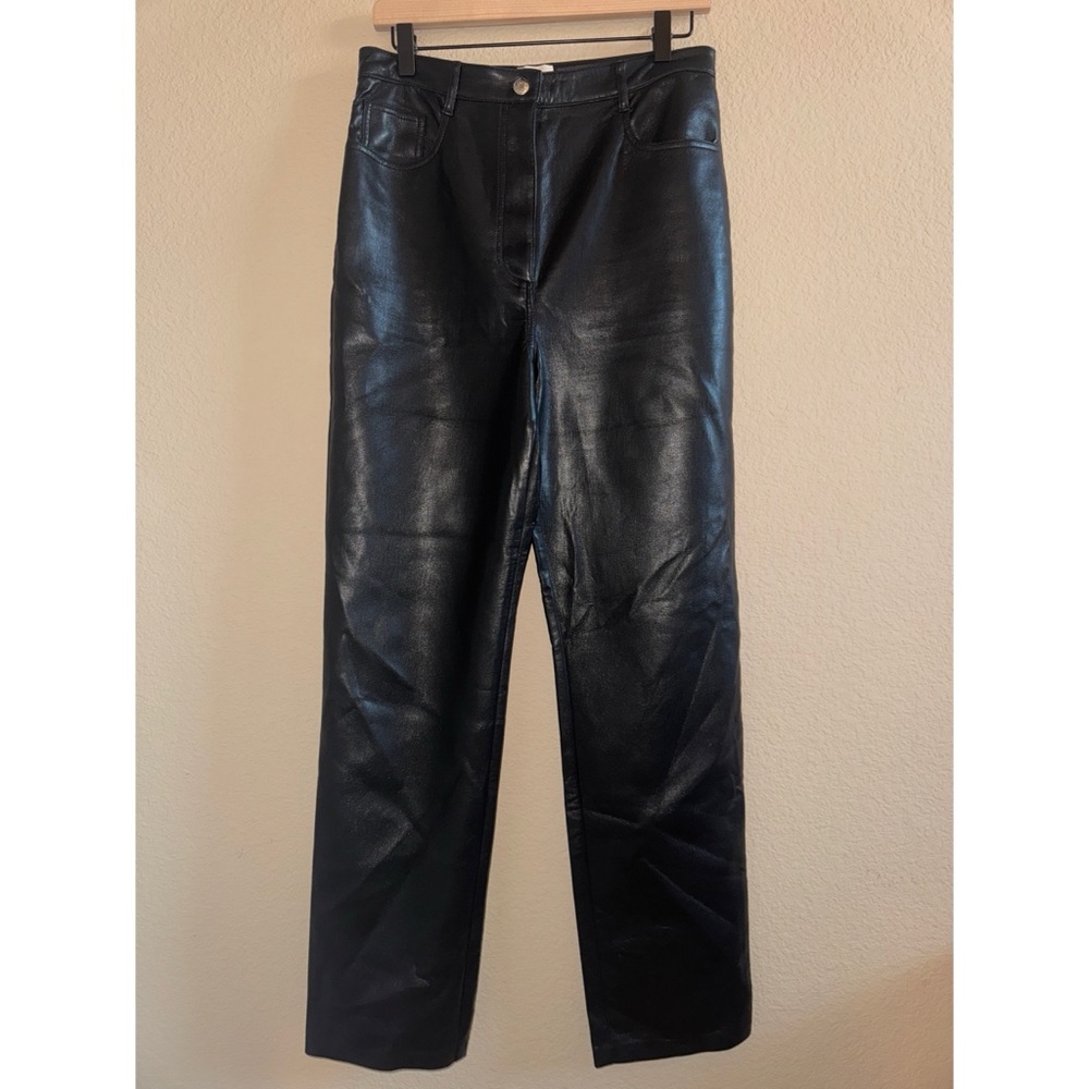 Wilfred Aritzia Melina‎ Black Vegan Leather Wide Leg Pants Size 10